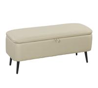 HOMCOM Banc banquette coffre de rangement 2 en 1 en tissu avec pieds en acier noir 102 x 40 x 39,5 cm beige