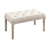 HomCom Banc banquette design classique capitonné tissu toucher lin grand confort Beige