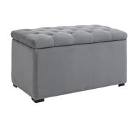 HOMCOM Banc Banquette Pouf Tabouret de Rangement avec 2 Petits Tabourets Peluche Courte 75 X 40 X 24cm Gris Clair