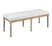 HOMCOM Banc Bout de Lit Banquette Capitonnée 117x40x48cm Crème