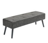 HOMCOM Banc bout de lit banquette capitonnée style vintage 114 x 38 x 42 cm piètement bois revêtement gris