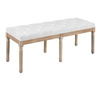 HOMCOM Banc bout de lit banquette capitonnée style vintage français revêtement tissu aspect lin pieds en bois massif crème