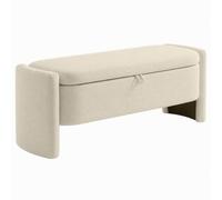 HOMCOM Banc Bout de Lit Banquette Coffre Pied de Lit 118x42x45cm Crème | Rembourré en Tissu Bouclé, Pieds en Bois d'Eucalyptus, Charge 220 Kg, Banc de Rangement pour Chambre à Coucher ou Entrée
