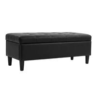 HOMCOM Banc-coffre 136 L Pouf-coffre Grand 110x41x42cm, Similicuir adapté aux animaux domestiques, Noir