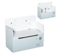 HOMCOM Banc Coffre avec Dossier en Bois pour Enfants de 3-6 Ans, 60x30x50 cm, Bleu