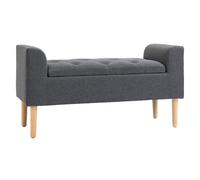 HomCom Banc coffre capitonné avec accoudoirs Tissu polyester effet lin 116x44x58 cm Gris foncé