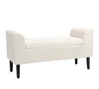 HomCom – Banc coffre de rangement capitonné avec accoudoirs 116 x 44 x 58 cm beige