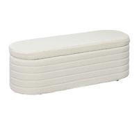 HOMCOM Banc de bout de lit banquette coffre de rangement 2 en 1 rembourré en polaire cadre en bois, banc de rangement crème