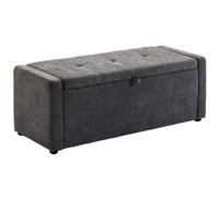 HOMCOM Banc de Rangement 142 L Bout de Lit 200 kg 122x48x44cm Gris Foncé | Repose-Pieds Rembourré en Lin, Assise Large Confortable, Cadre en Bois Robuste, Salon, Chambre, Entrée