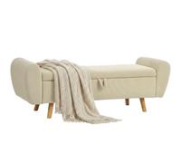 Banc coffre de rangement - HOMCOM - accoudoirs - pieds en bois d'hévéa - velours côtelé - 150 x 45 x 51 cm - beige