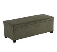HOMCOM Banc de Rangement 84L Pouf Velours Côtelé 112x42x40cm Vert Clair | Bout de Lit, Coffre de Rangement, Repose-Pieds, avec Couvercle, pour Salon Chambre Entrée