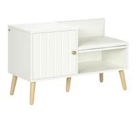 HOMCOM Banc de Rangement Banc Chaussures Entrée Niche 80 x 33 x 49 cm Blanc | Style Art, Placard, Banquette Assise, Dossier en Polyuréthane, Bois de Pin