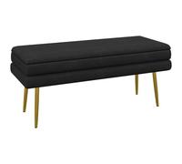HOMCOM Banc de Rangement Bout de Lit 100 x 37,5 x 42 cm Noir et Doré | Coffre de Rangement, Assise Aspect Velours, Pieds Acier