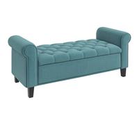 HOMCOM Banc de Rangement Bout de Lit avec Accoudoirs 126x48,5x57 cm Vert | Coffre de Rangement, Tissu Velours Rembourré et Capitonné, Charge jusqu'à 220 kg, pour Salon, Chambre, Entrée