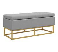 HOMCOM Banc de Rangement, Bout de lit, Coffre de Rangement avec Assise capitonnée et Pieds en Acier, 110 x 44 x 48 cm, Gris et doré