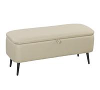 HOMCOM Banc de Rangement, Bout de lit, Coffre de Rangement en Tissu avec Pieds en Acier Noir, 101 x 38,5 x 44,5 cm, Beige