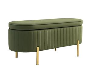 HOMCOM Banc de Rangement, Bout de lit en Velours, Coffre de Rangement avec Couvercle, Pieds en métal, capacité 72 L, jusqu'à 220 kg, Banquette pour Salon, Chambre, entrée, 108x44x43,5cm, Vert foncé