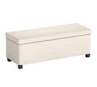 HOMCOM Banc de rangement bout de lit en velours côtelé avec couvercle, pour salon, chambre, entrée, 112 x 42 x 40 cm, beige