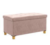 HOMCOM Banc de Rangement Bout de Lit Pliable 76 x 38 x 38 cm 67 L Rose | Capacité de Charge 120 kg, Avec Couvercle, pour Chambre, Couloir, Salon