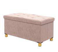 HOMCOM Banc de rangement bout de lit pliable volume 67 L capacité de charge 120 kg avec couvercle 76L x 38l x 38H cm rose