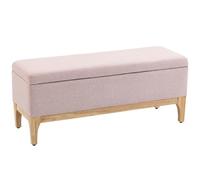 HOMCOM Banc de Rangement, Couvercle Amovible, Lin, 110x39x45cm Rose | Coffre de Rangement, Style Scandinave, Bout de Lit