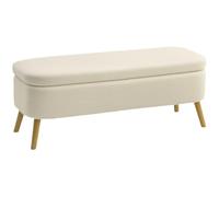 HOMCOM Banc de Rangement en Polaire Teddy 65L Couvercle 120x42x45cm Beige | Coffre de Rangement, Pieds en Bois, Jusqu'à 220 kg, Banquette pour Salon Chambre ou Entrée, Bout de Lit