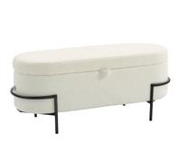 HOMCOM Banc de Rangement en Tissu Bouclette 114,5 x 40 x 48 cm Crème | Banc Coffre de Rangement, Bout de Lit, Couvercle Relevable, Pieds en Acier, pour Salon Chambre ou Entrée