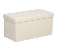 HOMCOM Banc de Rangement Pliable Volume 84 L, 76 x 38 x 38 cm, Crème | Pouf Rembourré en Peluche Teddy, Bout de Lit, Charge 120 kg, Coffre de Rangement pour Chambre, Couloir, Entrée