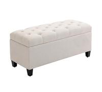 HOMCOM Banc de Rangement Pouf Salon Bout de lit capitonné Coffre de Rangement Repose-Pieds pour Salon, Chambre, entrée, 100 x 40 x 44 cm, Blanc