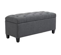 HOMCOM Banc de Rangement Pouf Salon Capitonné 100 x 40 x 44 cm Gris Foncé | Bout de Lit, Coffre de Rangement, Repose-Pieds, pour Salon Chambre Entrée