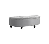 Homcom Banc De Rangement Tabouret De Rangement Repose-Pieds Velvet-Touch Caoutchouc Gris Chambre À Coucher Multicolore
