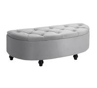 HOMCOM - banc de rangement - Velours (100 % polyester) - 120x46x42cm - Gris clair