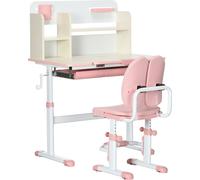 HOMCOM, banc de salle de vec chaise pour enfants de 3 à 12 ans, hauteur réglable et plateau inclinable, couleur rose