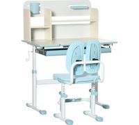 HOMCOM, banc de salle de vec chaise pour enfants de 3 à 12 ans, hauteur réglable et plateau inclinable, couleur bleu