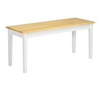 HOMCOM Banc en bois pour 2 personnes bicolore assise naturelle et piètement blanc 102 x 36 x 45 cm