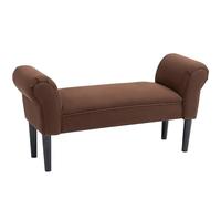 HOMCOM Banc Entrée Bout de Lit Rembourré pour Chambre à Coucher, Tissu à Voile, 102 x 36 x 51 cm, Marron
