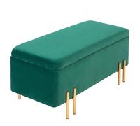 HOMCOM Banquette, Banquette rembourrée avec espace de rangement, Métal, Bois de caoutchouc, Mousse, 100 x 40 x 42 cm, Vert