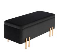 HOMCOM Banquette, Banquette rembourrée avec rangement, Métal, Bois de caoutchouc, Mousse, 100 x 40 x 42 cm, Noir