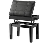 HOMCOM Banquette de piano régalable, banquette piano, assis confortable en bois, synthétique, cuir noir Aosom France