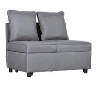 HOMCOM Banquette Lit 1 Place Dossier Inclinable 5 Positions Gris avec Coussins Confort Optimal Aosom France