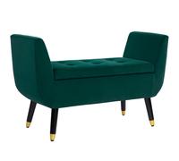HOMCOM Banquette rembourrée avec rangement, Accoudoir, Polyester similicuir, Bois de caoutchouc, 107 x 42 x 65 cm, Vert