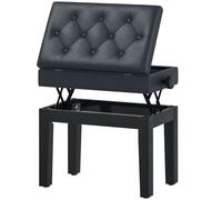 Homcom Banquette Tabouret Siège pour Piano Hauteur Réglable Coffre de Rangement Interne Assise Capitonné 55 x 33 x 48-58 cm Bois Noir