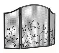 HOMCOM Barrière de cheminée pliable 3 éléments, pare-étincelles en métal résistant à la chaleur, Noir