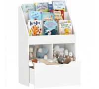HOMCOM Bibliothèque 3 étagères 2 niches tiroir blanc Dim. 60L x 29,9l x 90H cm