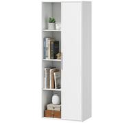 HOMCOM Bibliothèque 4 niveaux avec étagères réglables, meuble avec armoire et portes pour salon, bureau, blanc