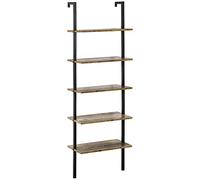 HOMCOM Bibliothèque 5 étagères en Style Industriel, Armoire bibliothèque Murale en Bois et métal, 60x30x184.5cm, Marron