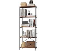 HOMCOM Bibliothèque, 5 niveaux, métal, surface mélaminée, marron