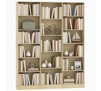 HOMCOM Bibliothèque 6 Niveaux 17 Compartiments 149 x 23,6 x 188 cm Chêne | Étagère de Rangement, Étagères Réglables, Meuble de Rangement pour Salon, Chambre, Bureau