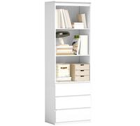 HOMCOM Bibliothèque 6 Niveaux Meuble de Rangement 80x40x180cm Blanc | 3 Tiroirs, 3 Étagères Ouvertes, Style Moderne, pour Salon, Bureau, Chambre