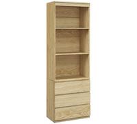HOMCOM Bibliothèque 6 Niveaux Meuble de Rangement 80x40x180cm Bois Naturel | 3 Tiroirs, 3 Étagères Ouvertes, Style Moderne, pour Salon, Bureau, Chambre